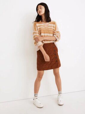 MADEWELL corduroy quilted mini skirt warm coffee color Size 4 EUC